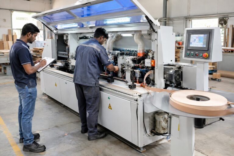 Automatic edge banding machine installation