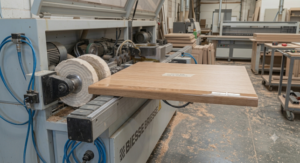 Edge banding machine with trimming and buffing