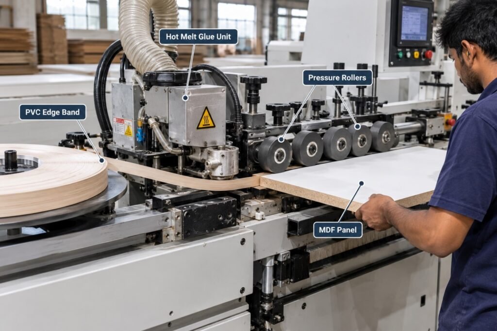 Hot melt glue edge bander